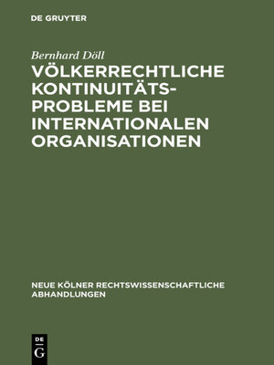 cover image of Völkerrechtliche Kontinuitätsprobleme bei internationalen Organisationen